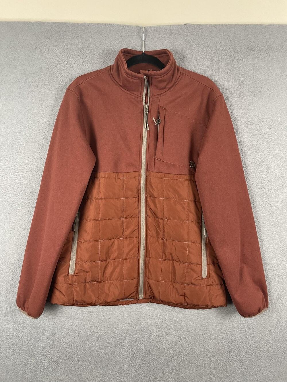 LIV Outdoor Jacket Mens M Orange Puffer Insulated Quilted Full Zip Pockets